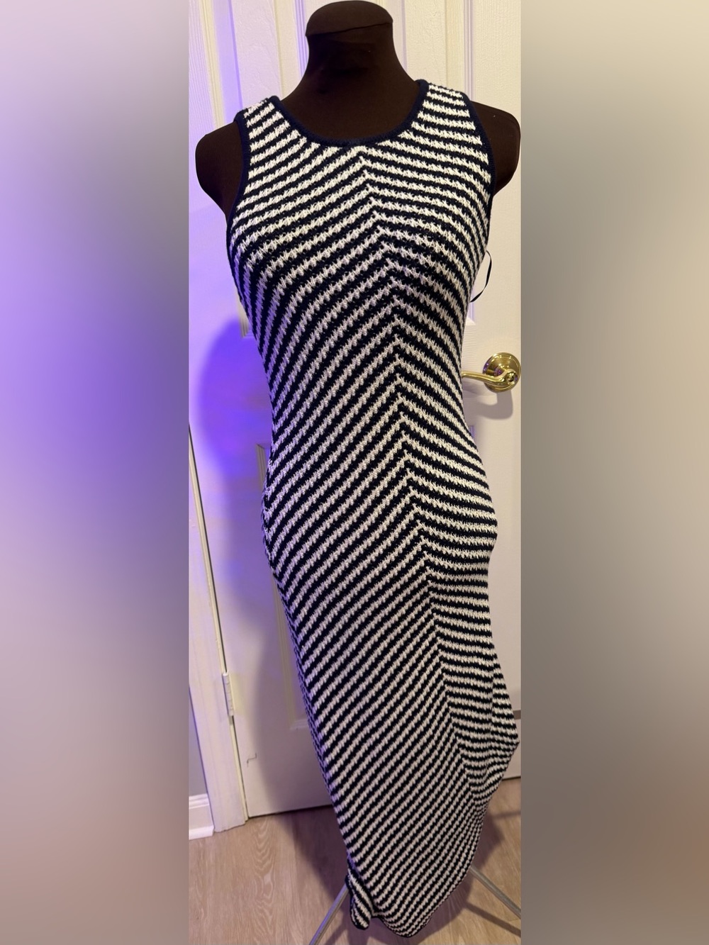 House of Harlow 1960 Black and White Chevron Midi Dress